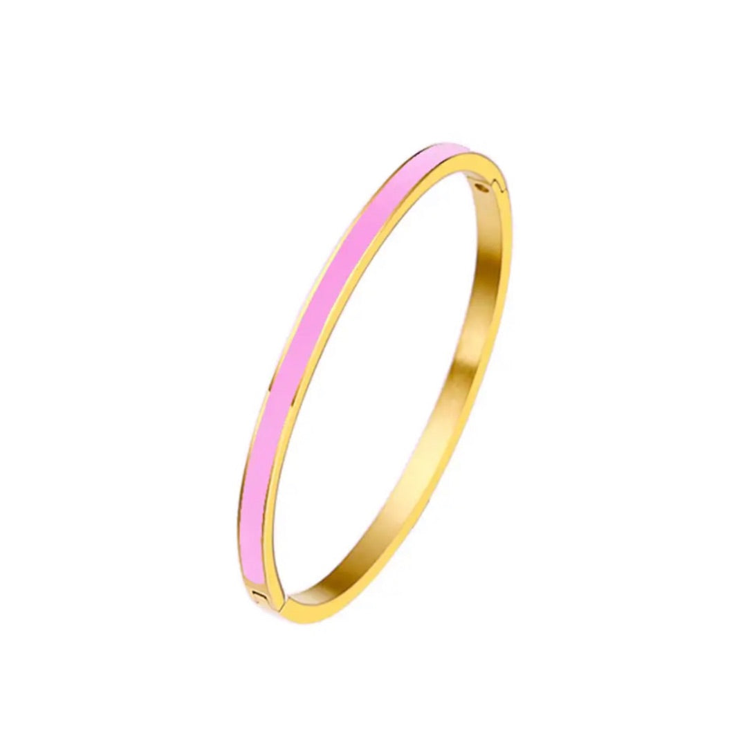 Gold and Pink Enamel Bracelet