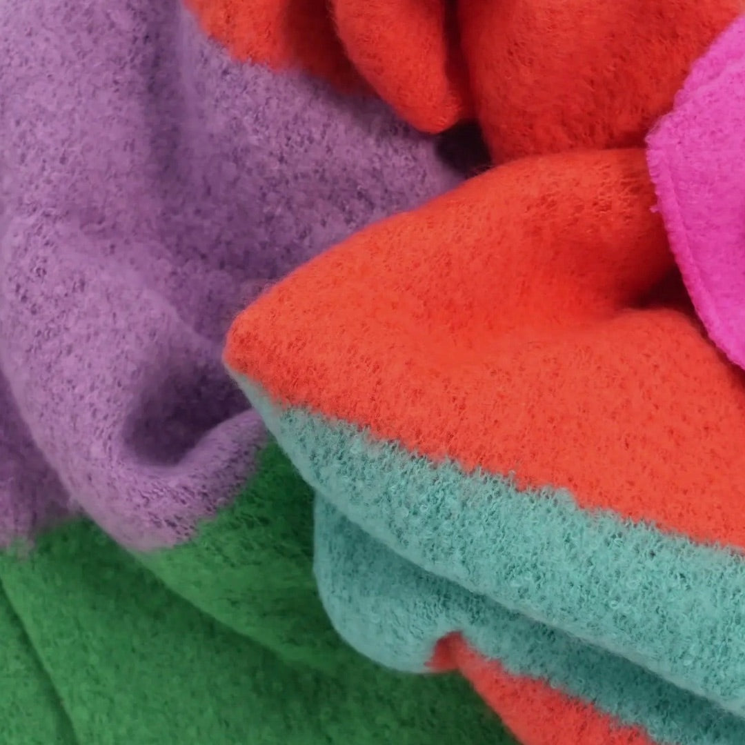 SARTA | Nellie Heavyweight Scarf / Orange Green Pink Colour Block