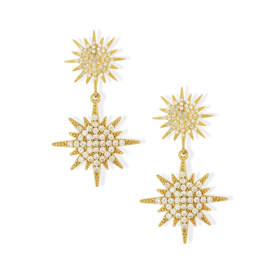 Gold Crystal Star Earrings