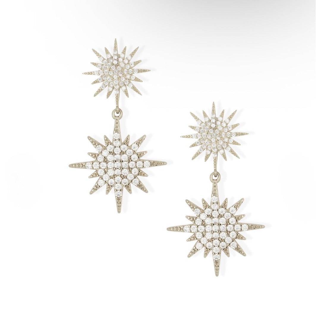 Silver Star Crystal Earrings
