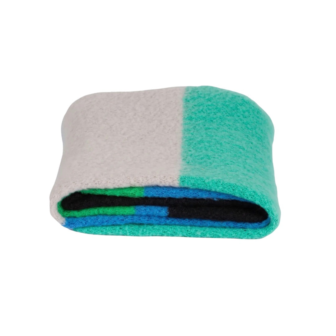 SARTA | Nellie Heavyweight Scarf / Black Green Blue Colour Block
