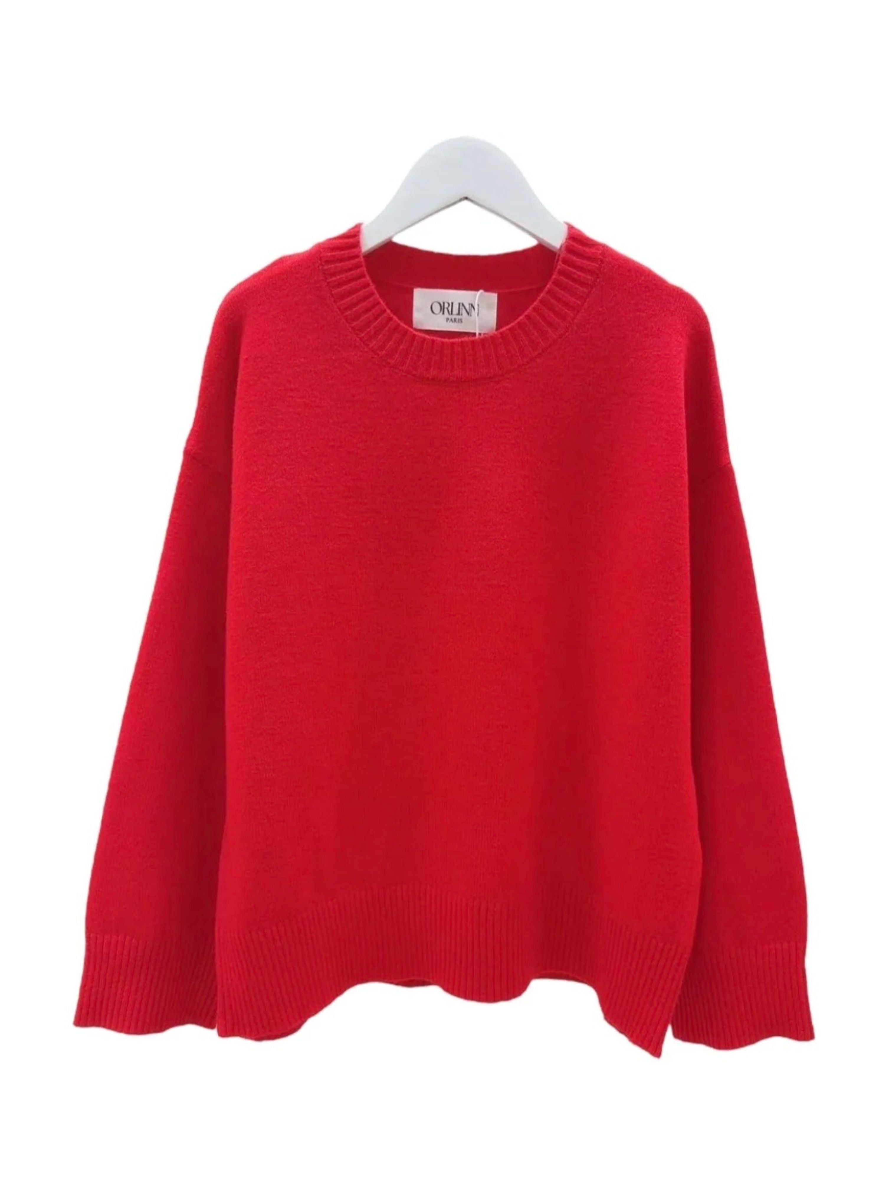 ORLINN | Red Jumper with Rainbow Crochet Motif