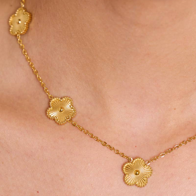 Gold Floral Pendant Necklace