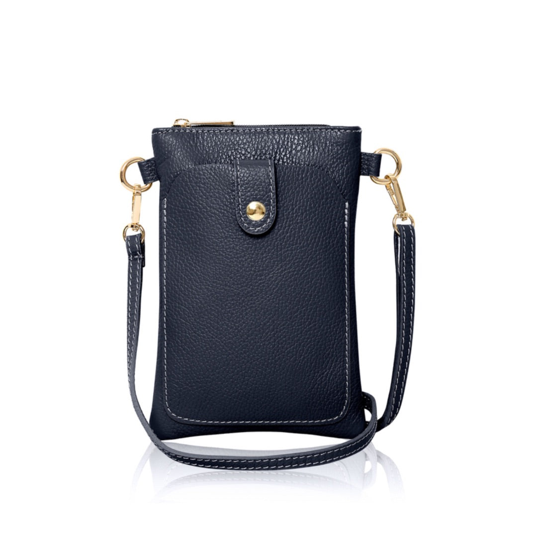 navy crossbody travel bag leather