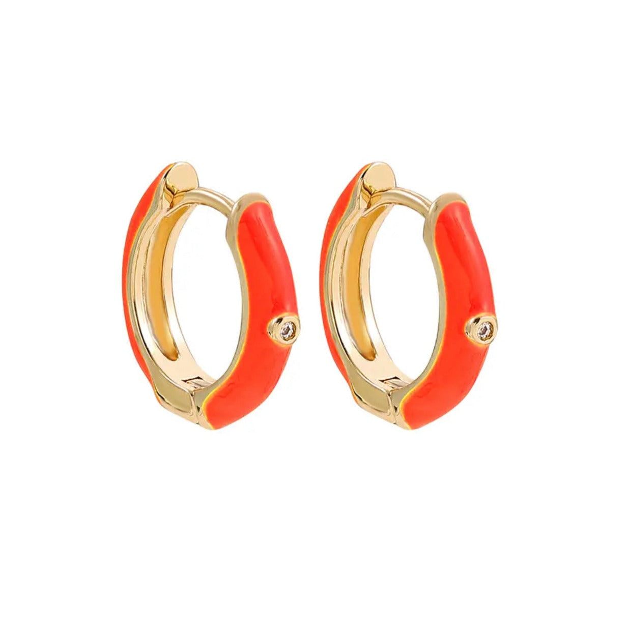 neon orange huggie hoop earrings