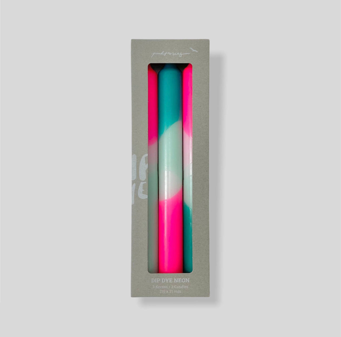 dip dye blue and pink neon dinner candles pink stories