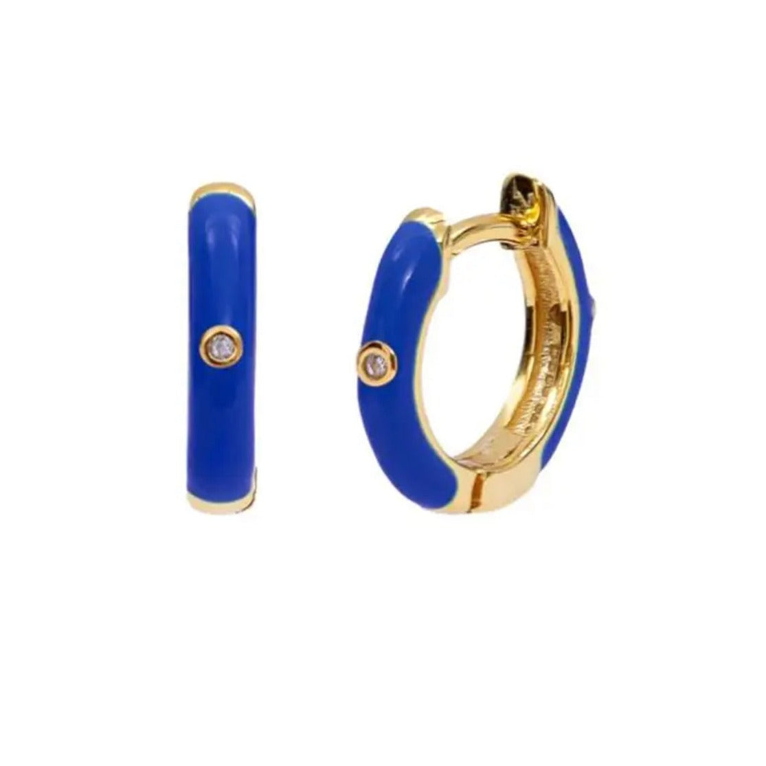 henrietta blue huggie hoop earrings