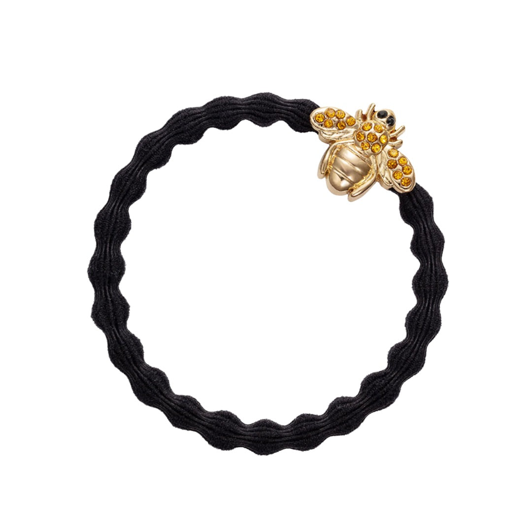 Black hair band with gold bee