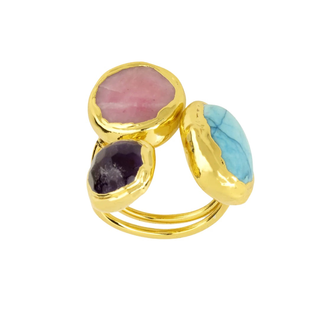 Amelie Pink Adjustable Gemstone Ring