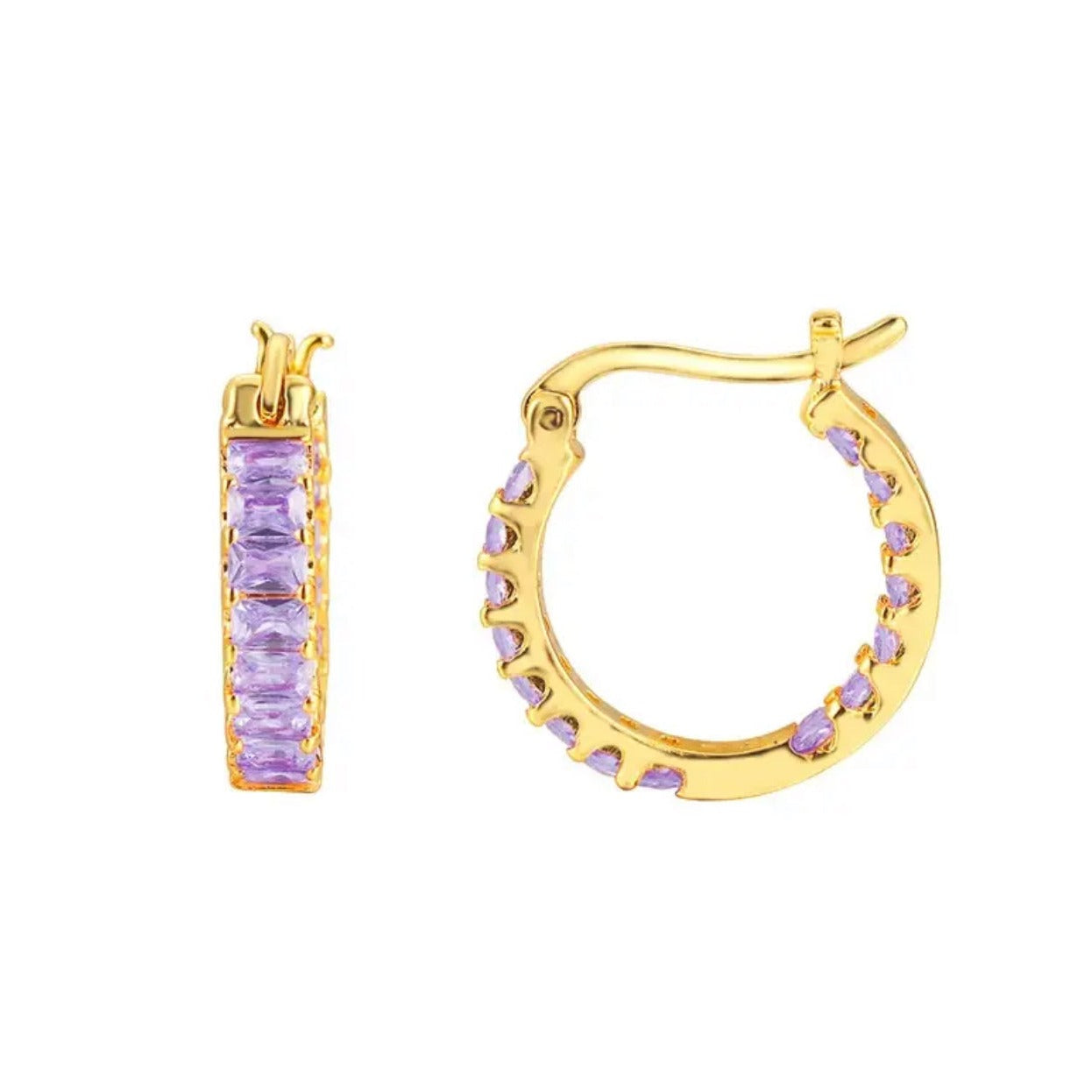 lavender crystal hoop earrings