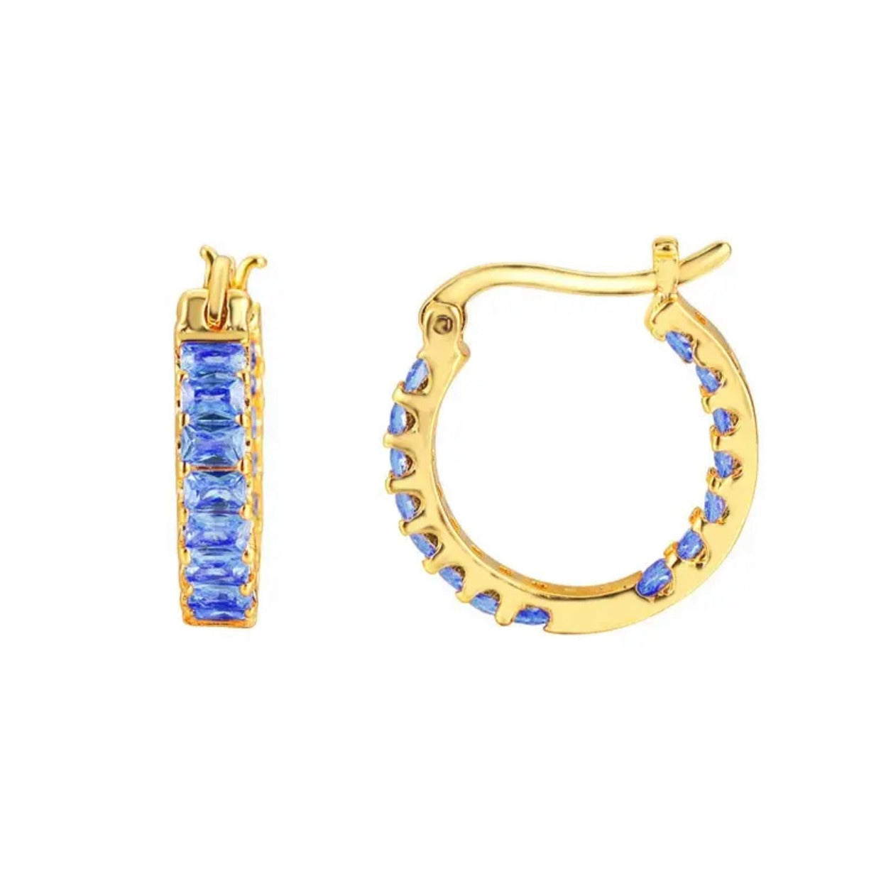 cornflower blue crystal hoop earrings