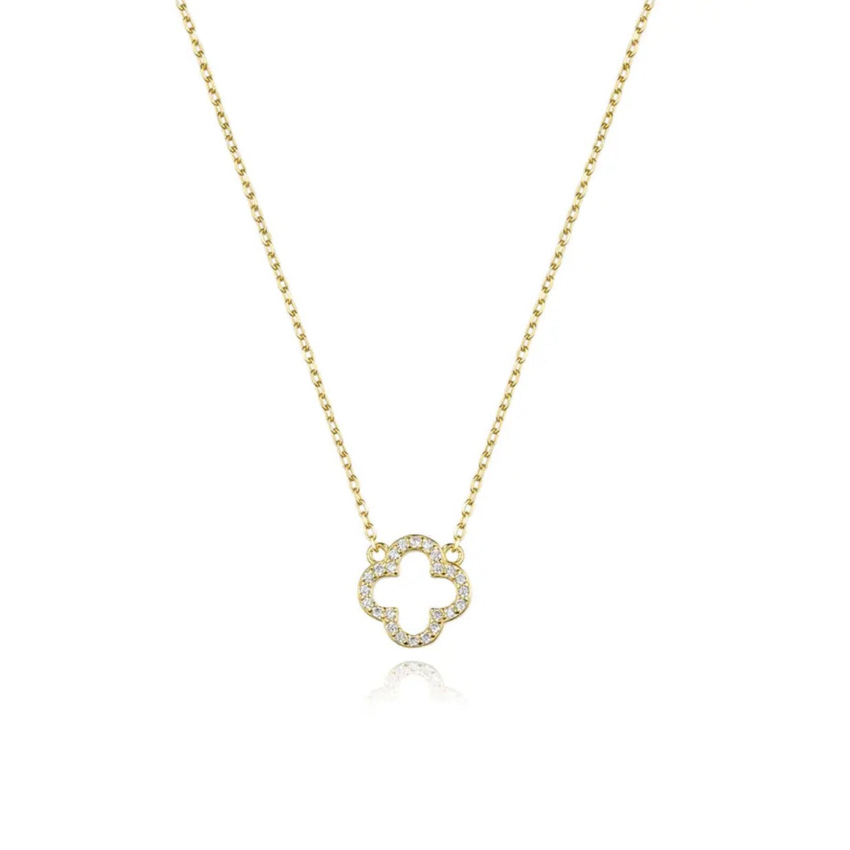 gold clover and crystal necklace