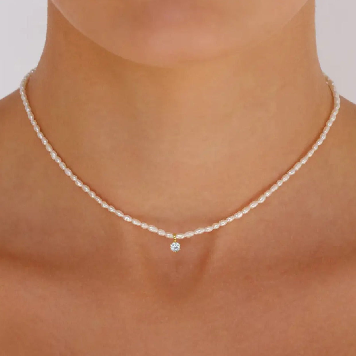 Pearl Crystal Drop Choker Necklace