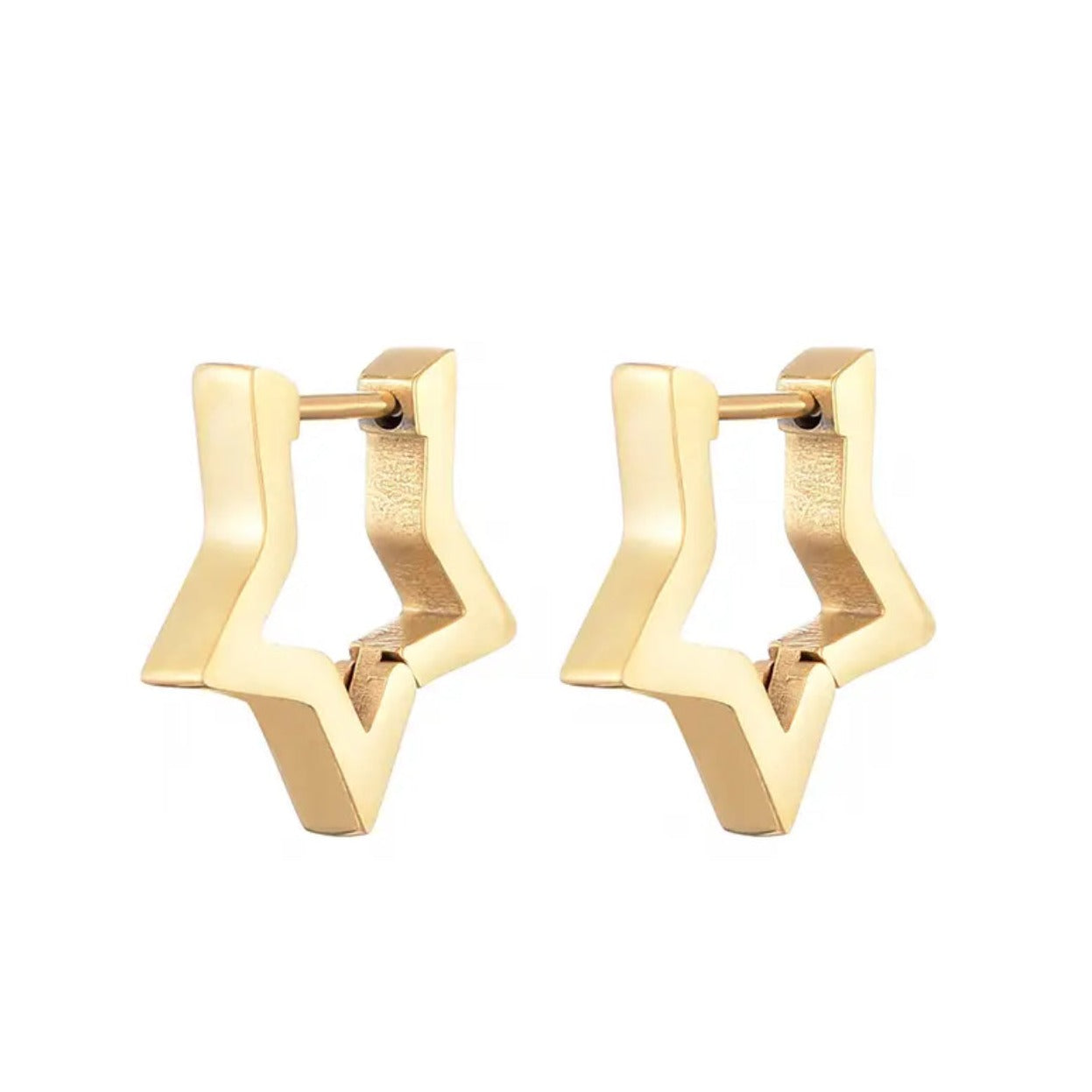 Gold Star Huggie Hoop Earrings