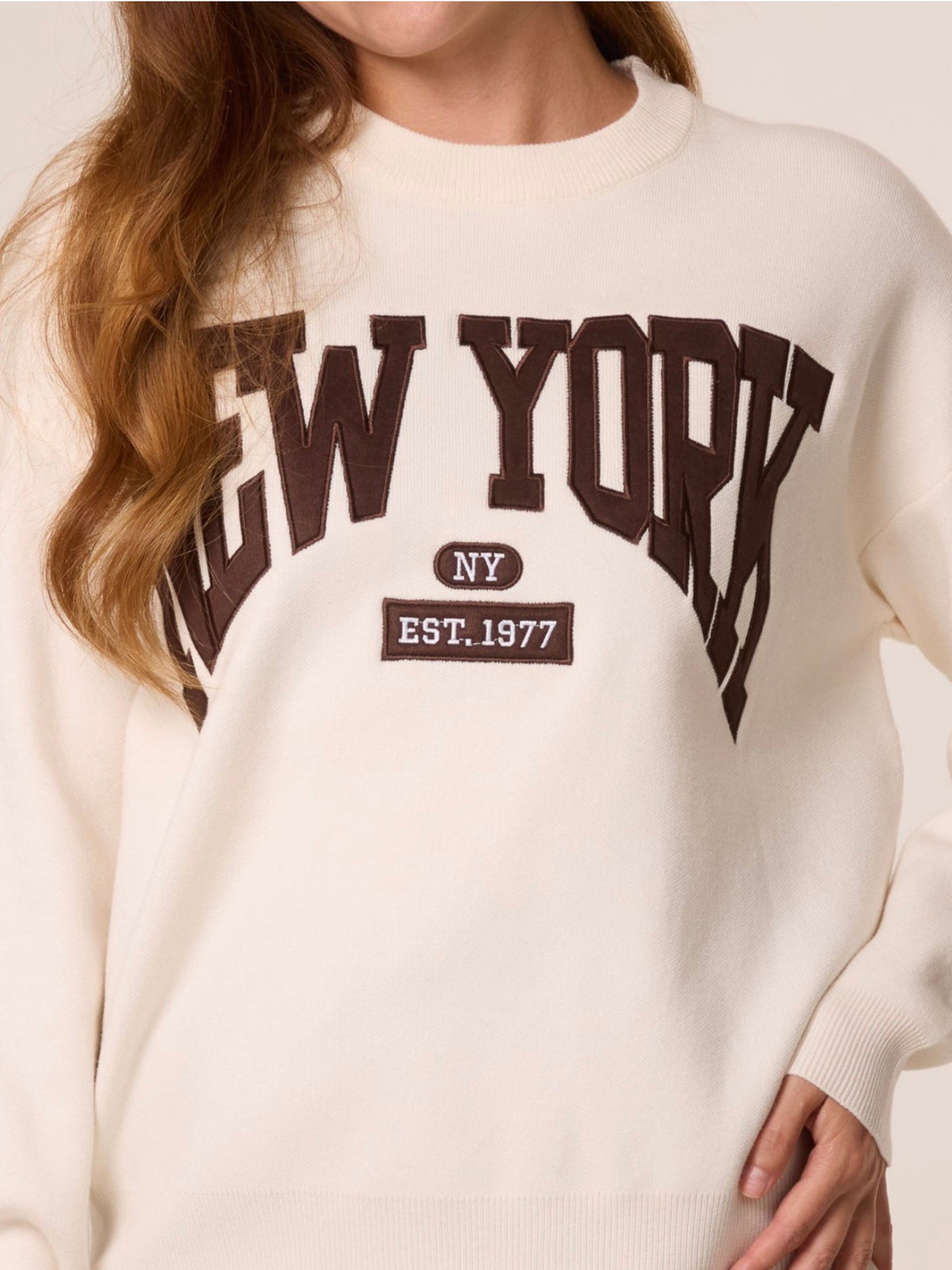 New York Slogan Crew Neck Sweatshirt