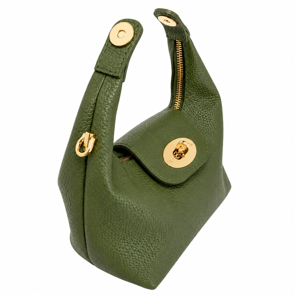 Khaki Mini Grab Bag with Gold Chain
