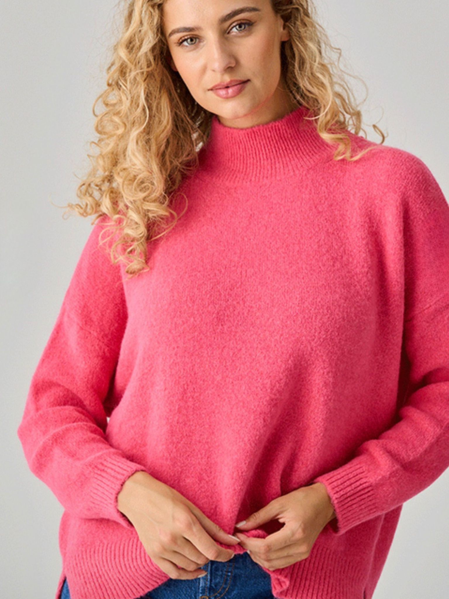 LUELLA Lulu Alpaca Knit Funnel Neck Jumper French Pink
