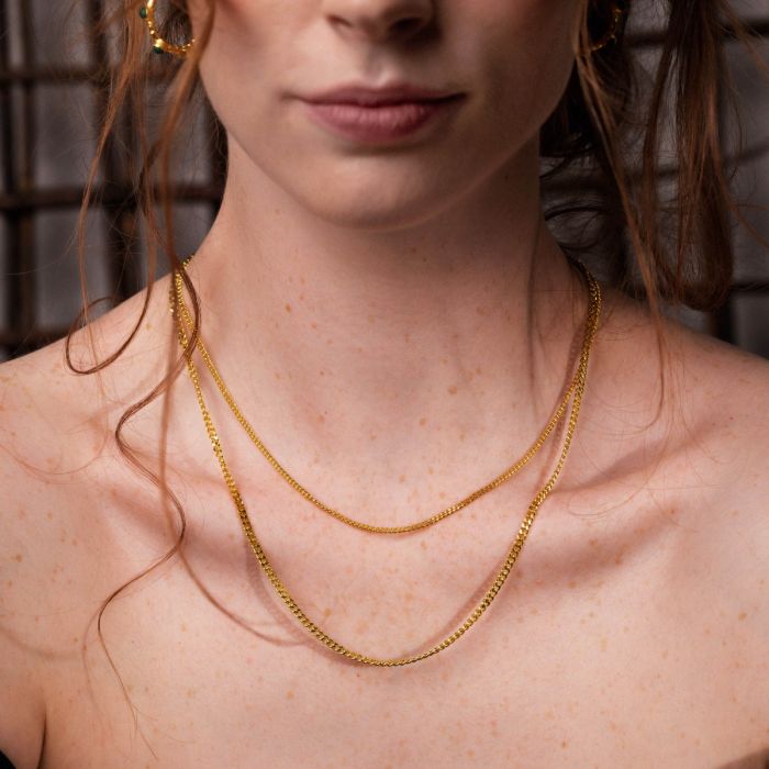 misty gold chain necklace set
