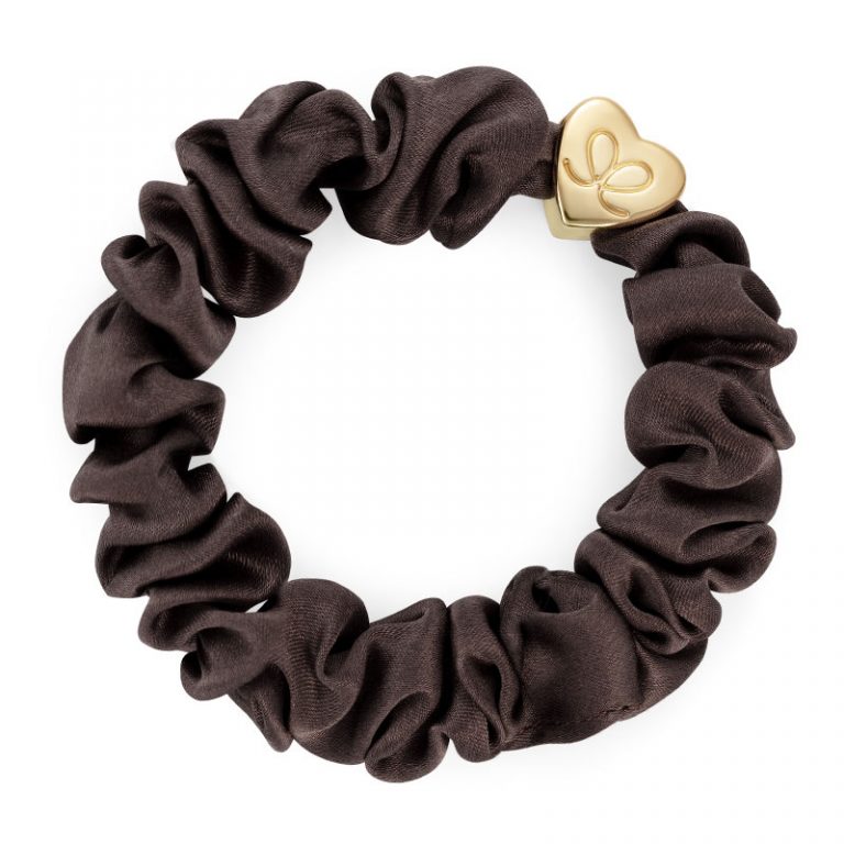 Mocha Silk Scrunchie with Gold Star