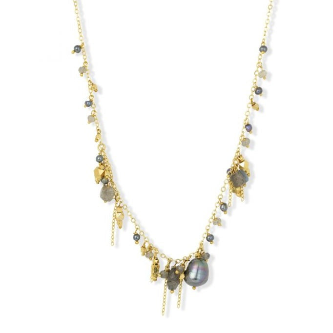 labradorite pearl charm necklace ashiana