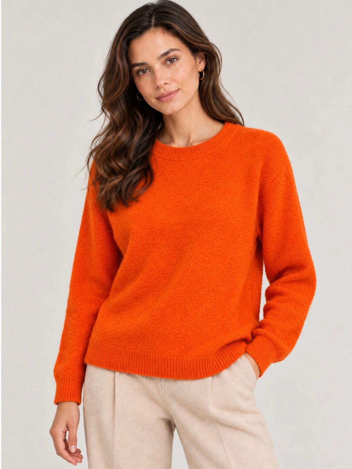 Bright Orange Alpaca Crew Neck Jumper