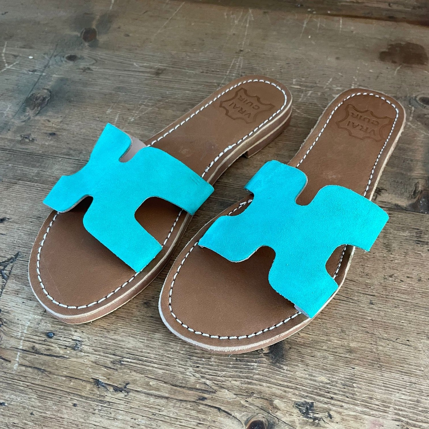 Moroccan Aqua Leather Sandals