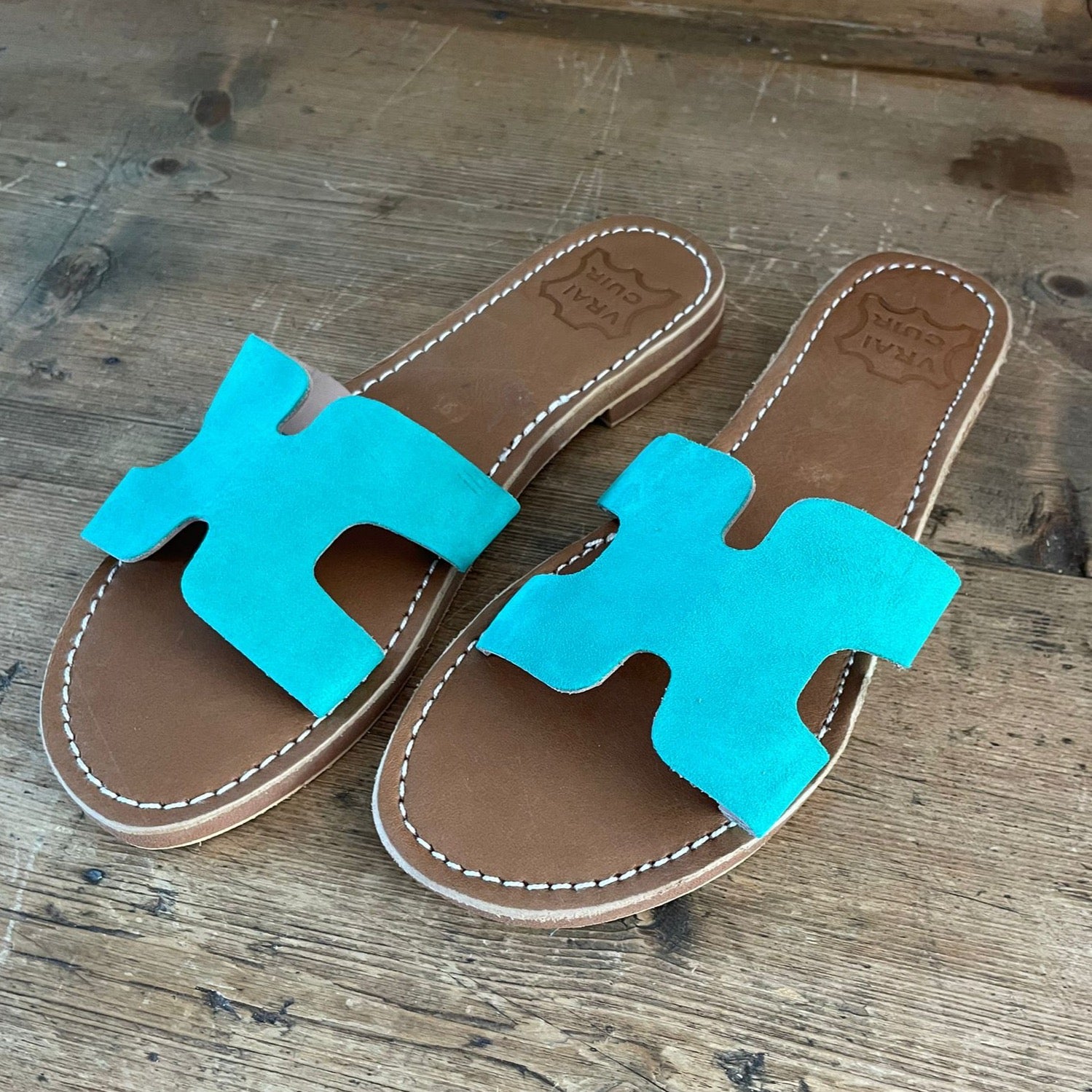 Moroccan Aqua Leather Sandals