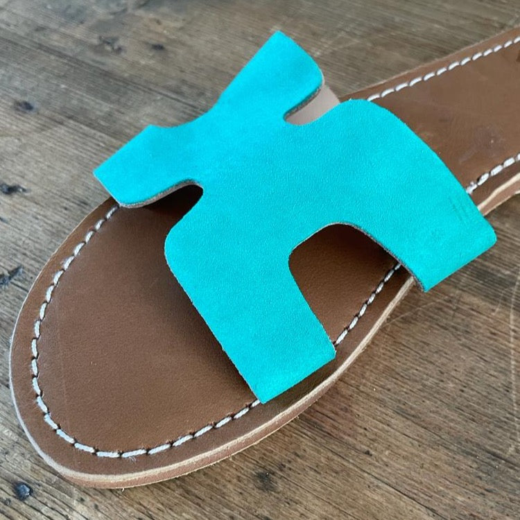Moroccan Aqua Leather Sandals