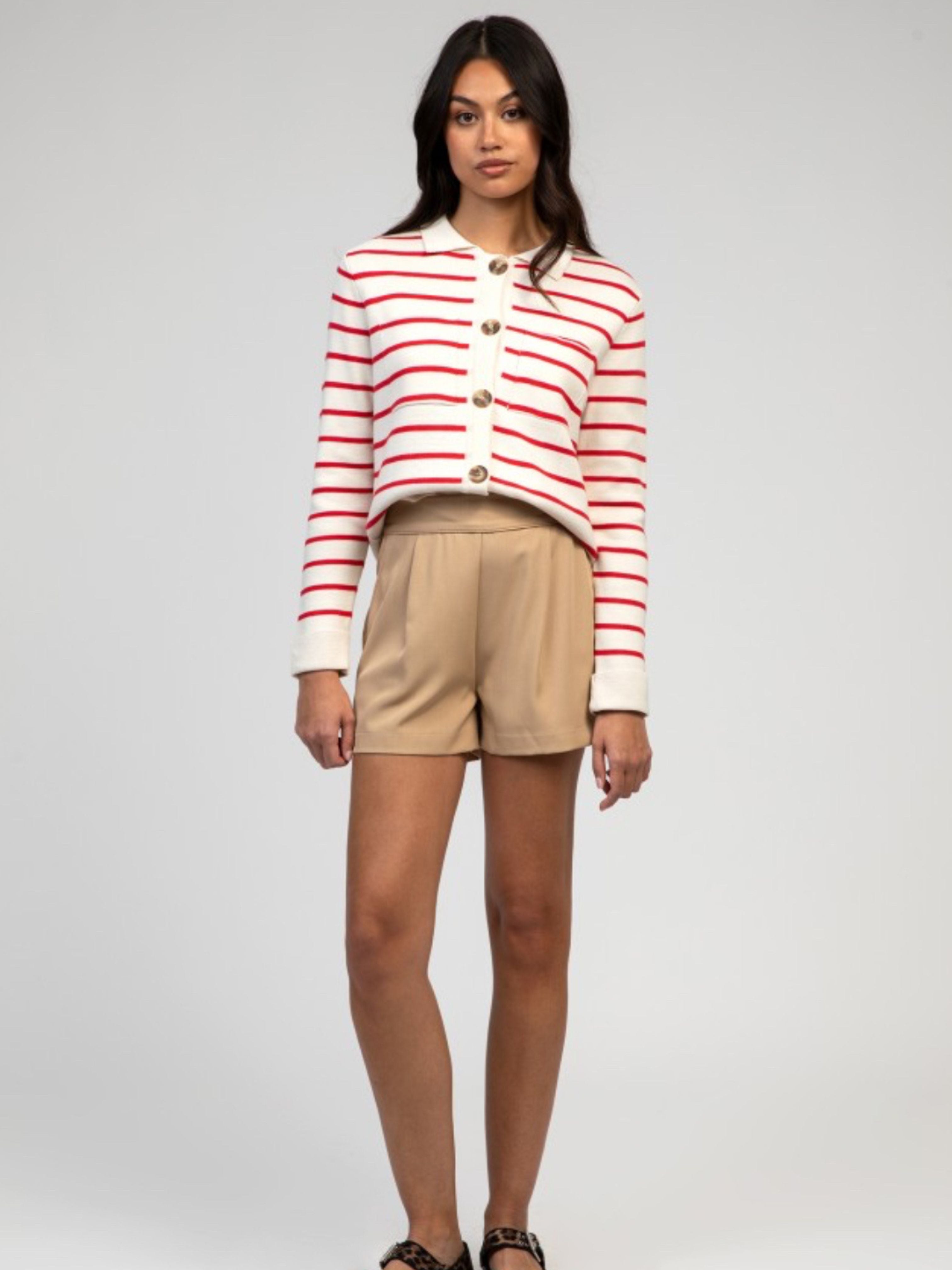 Breton Stripe Cardigan Red Ange