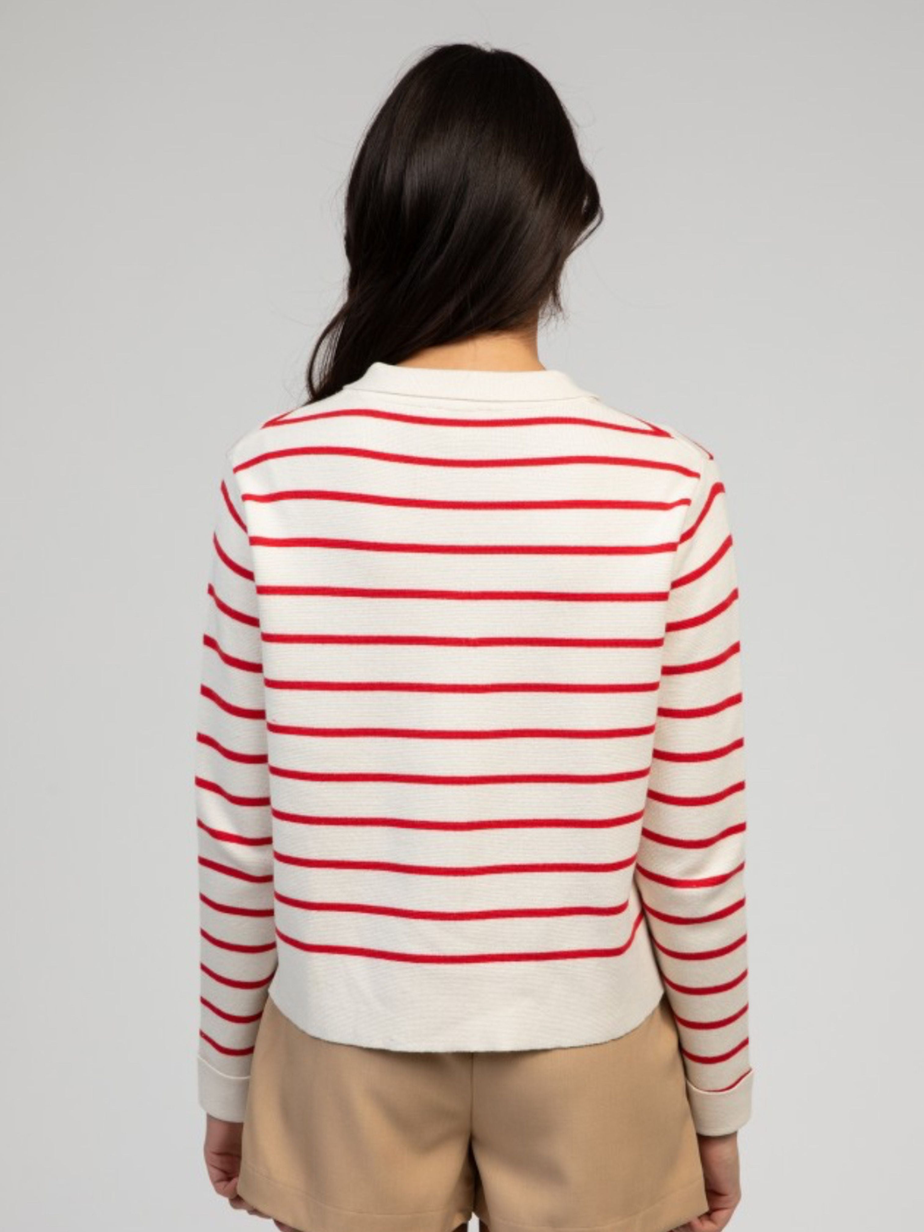 Valimao Breton Stripe Cardigan Red Ange
