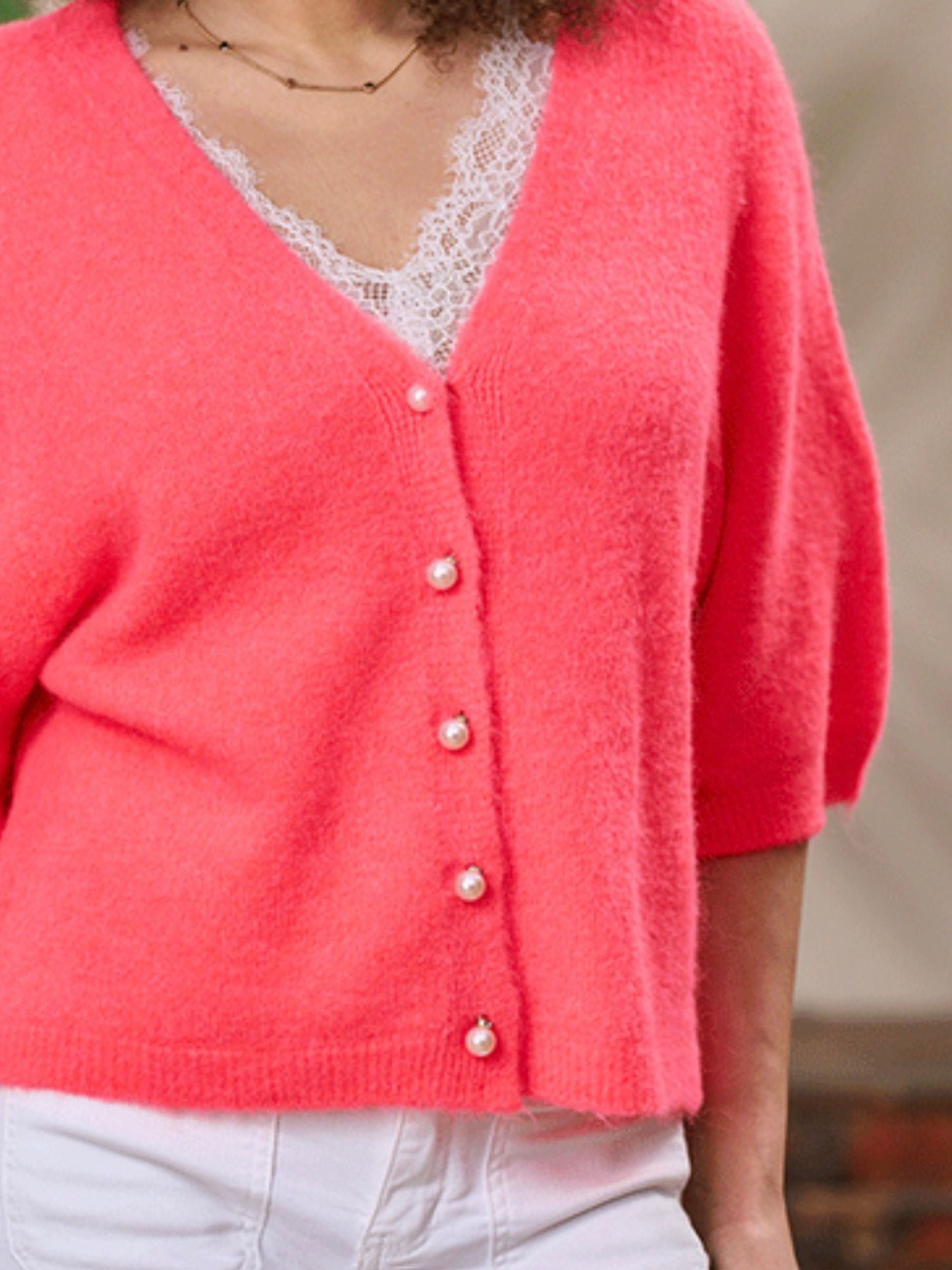 Coral Knit Alpaca Cardigan
