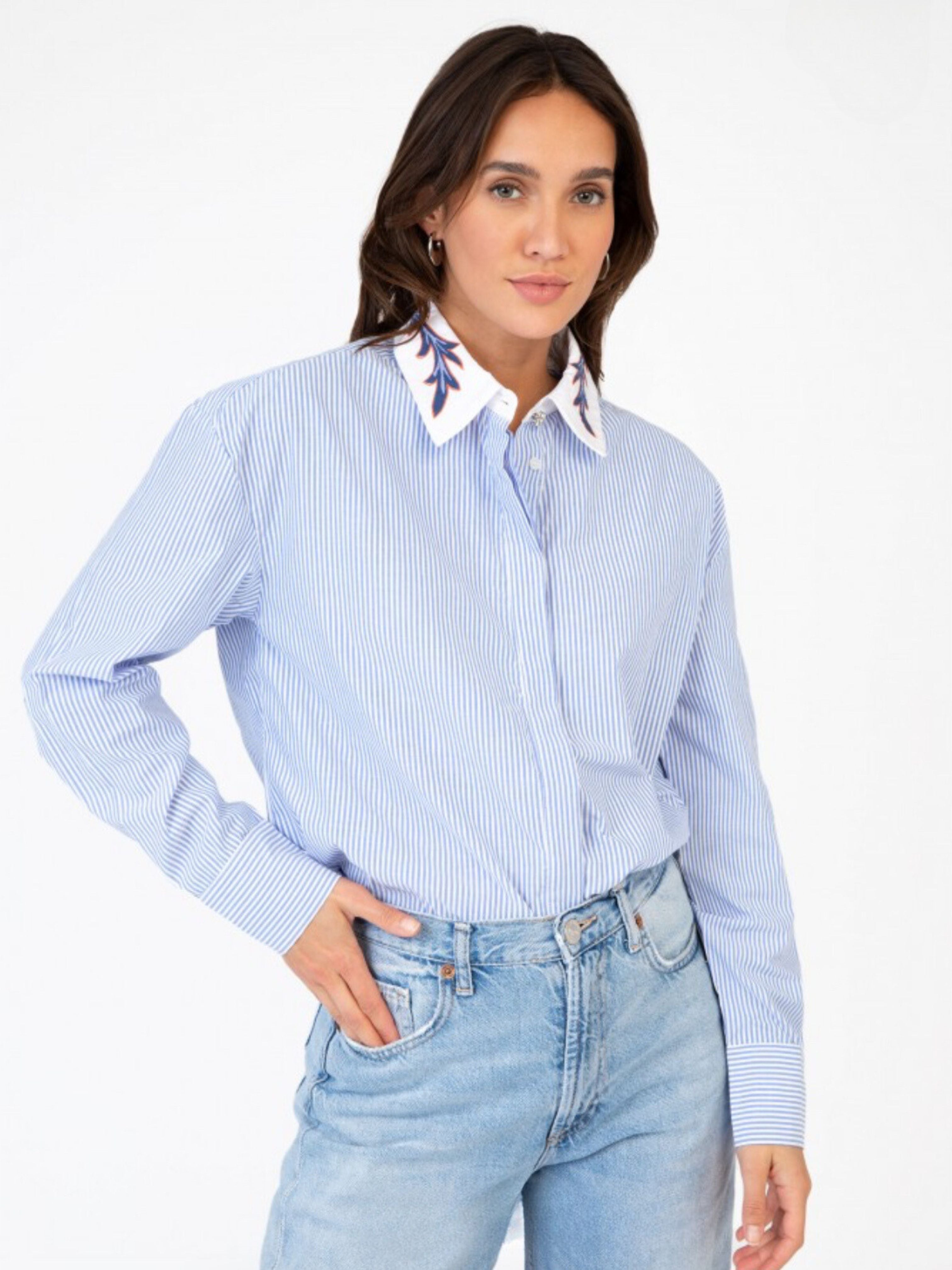 blue white stripe cotton shirt toria lee