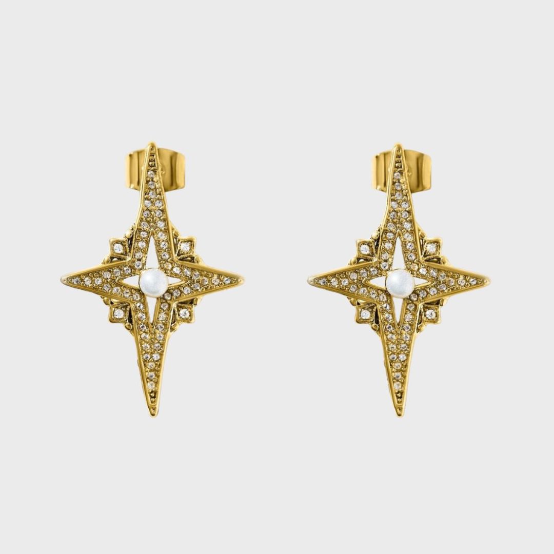 Starry Ovation Stud Earrings Pearls Cubic Zirconia