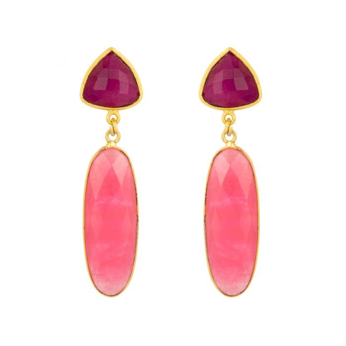 Pink jade gemstone earrings pink statement earrings marlow buckinghamshire toria lee 
