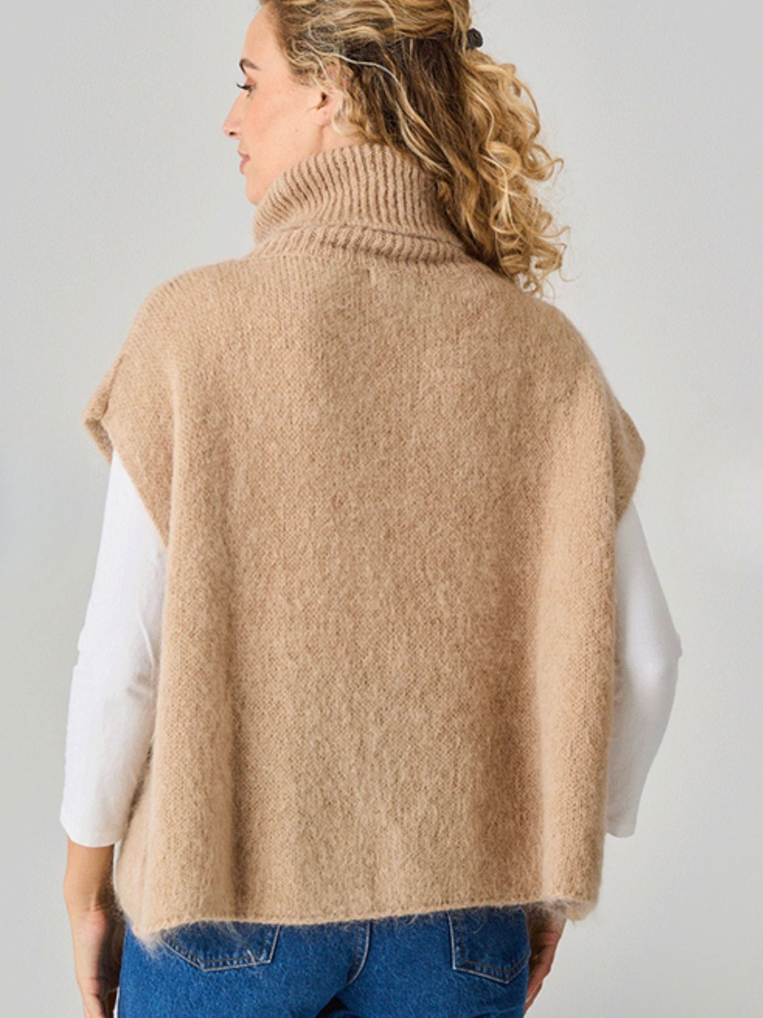 LUELLA Uley Alpaca Knit Oversize Roll Neck Toffee Tank Top