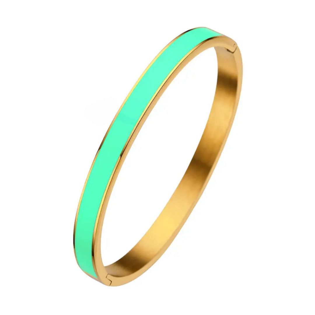 Paxos Gold and Neon Green Enamel Bracelet