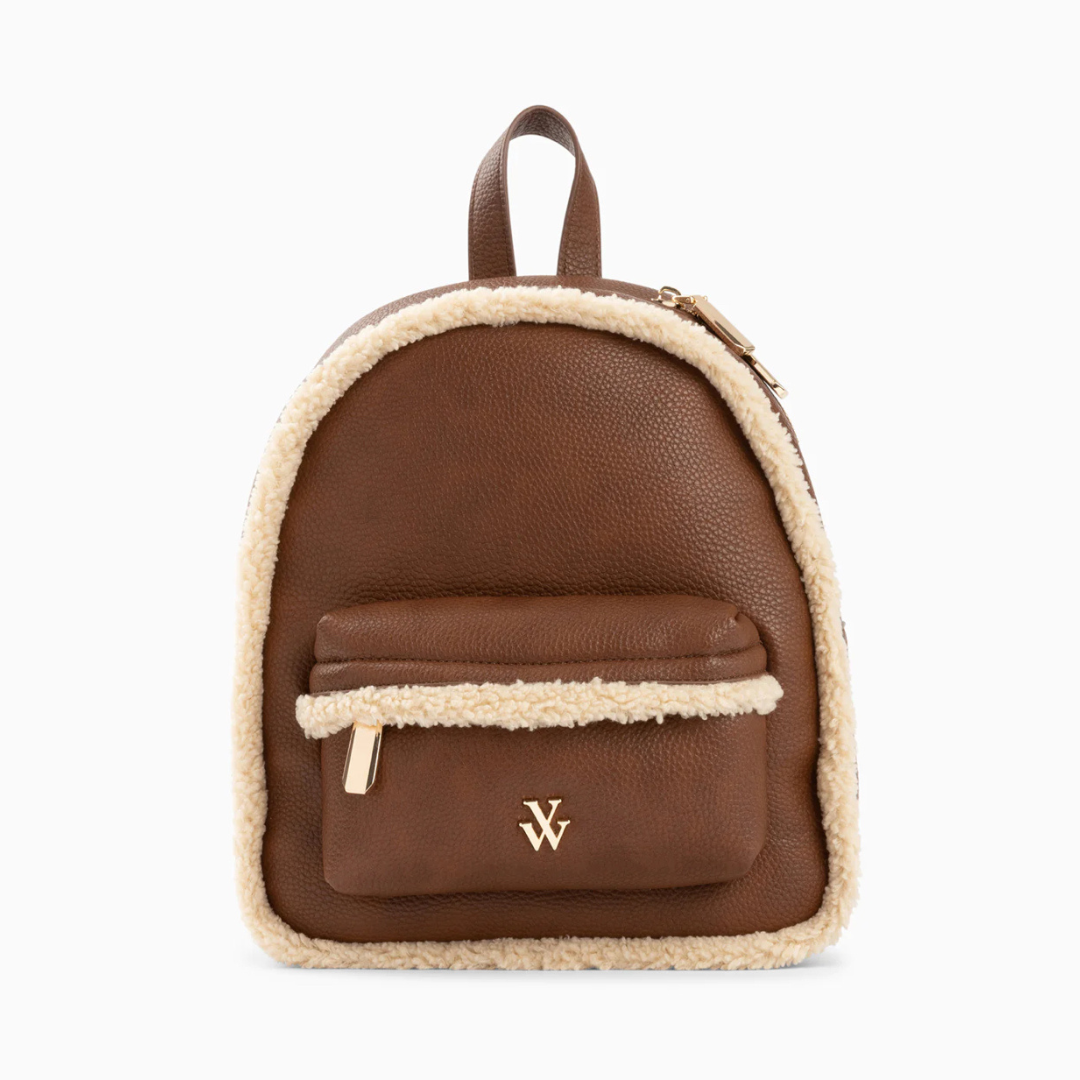 Anouchka Brown Faux Shearling Mini Backpack