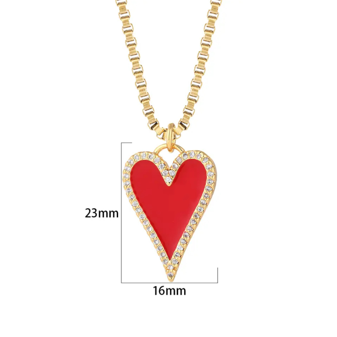Valentines Diamonte Red Heart Necklace