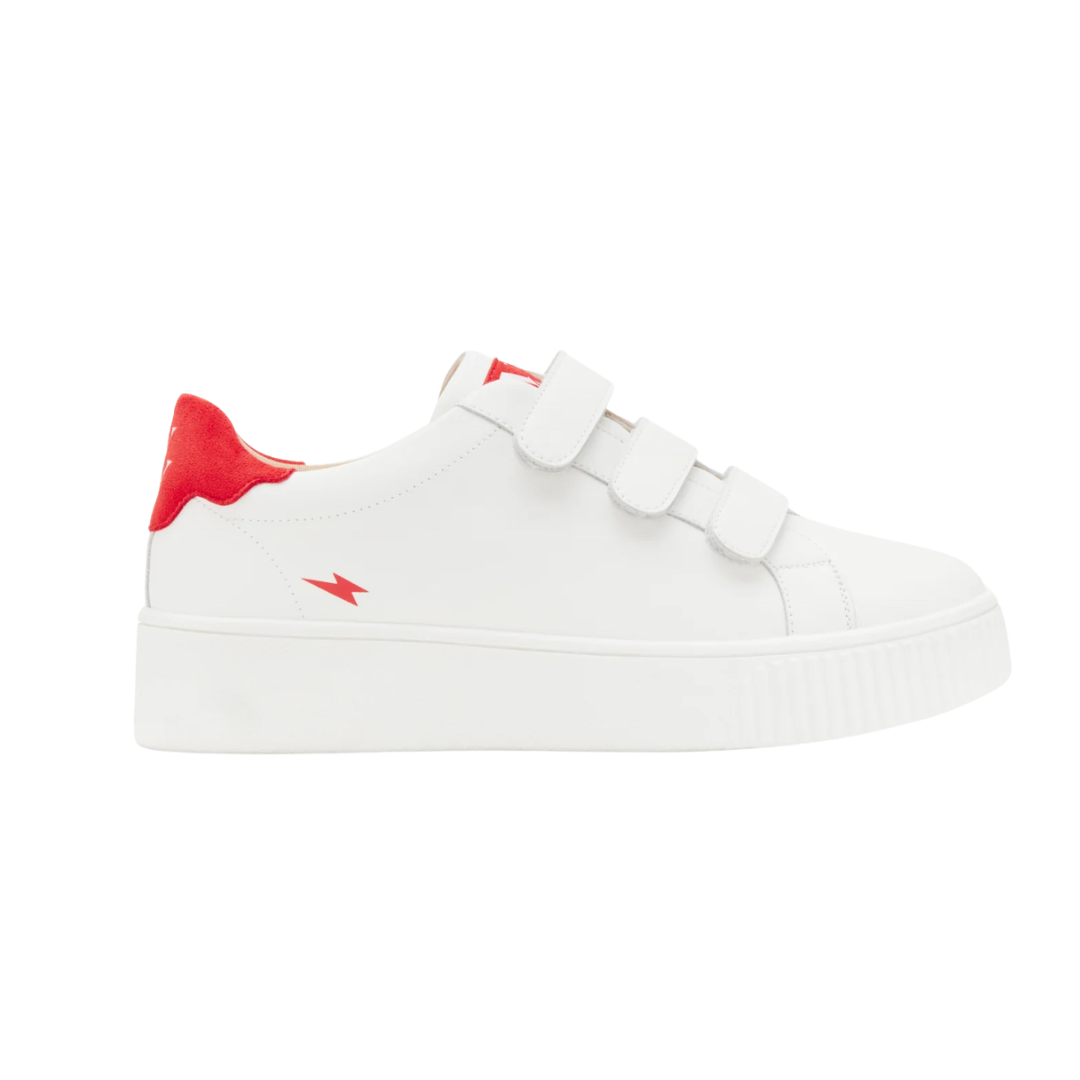 Solange White and Red Storm Trainers with Velcro