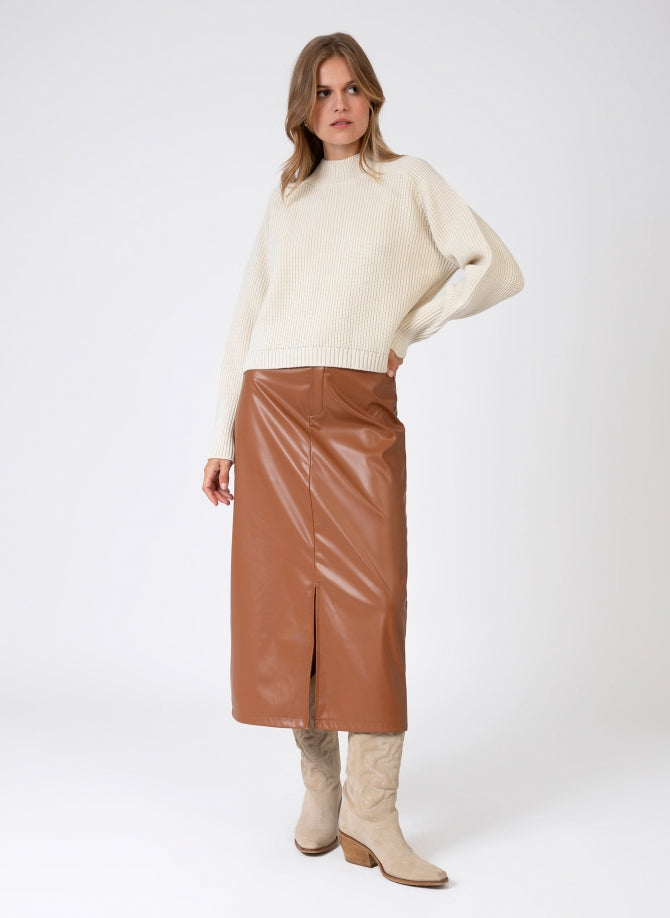 vegan leather midi