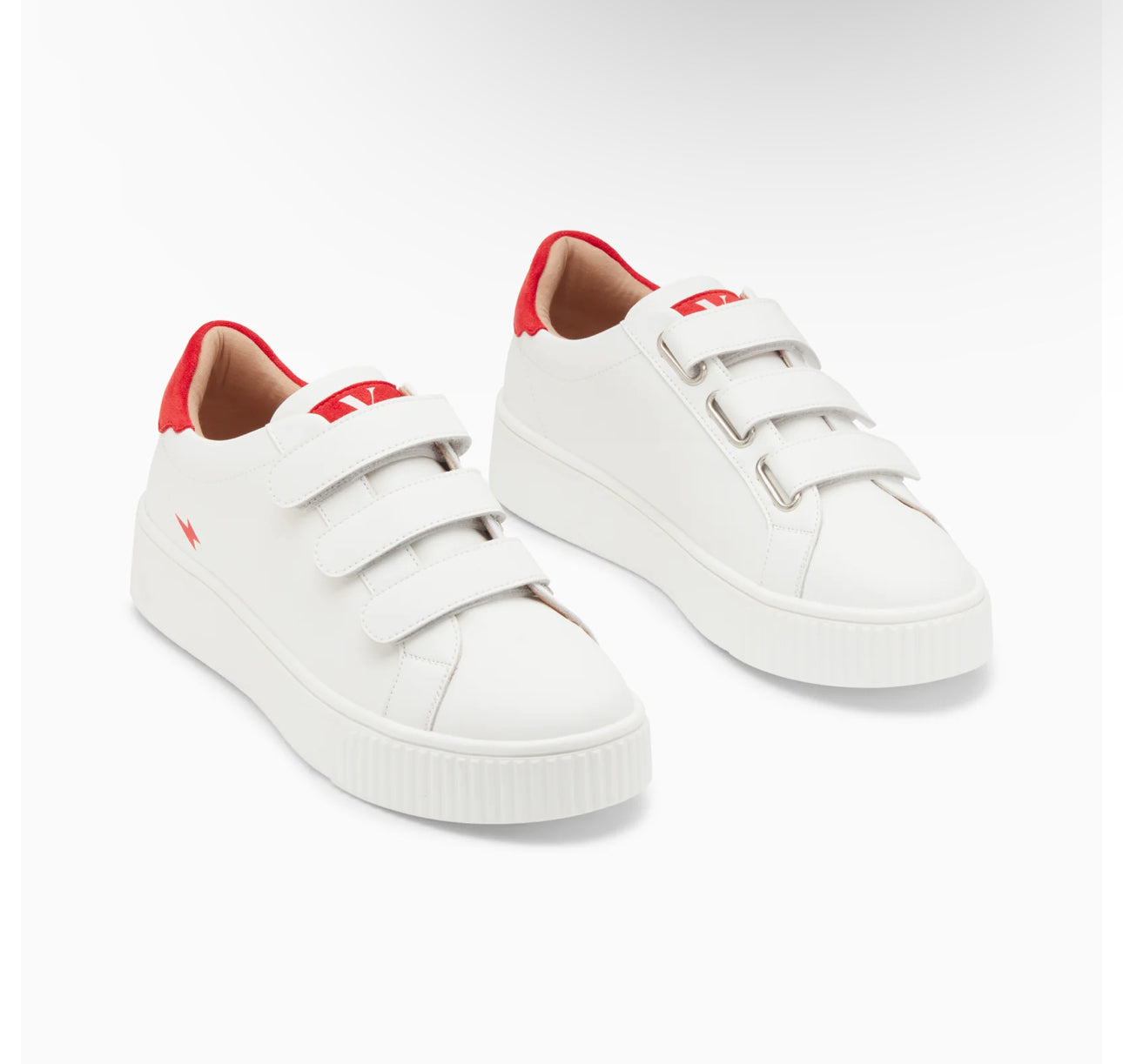 Solange White and Red Storm Trainers with Velcro