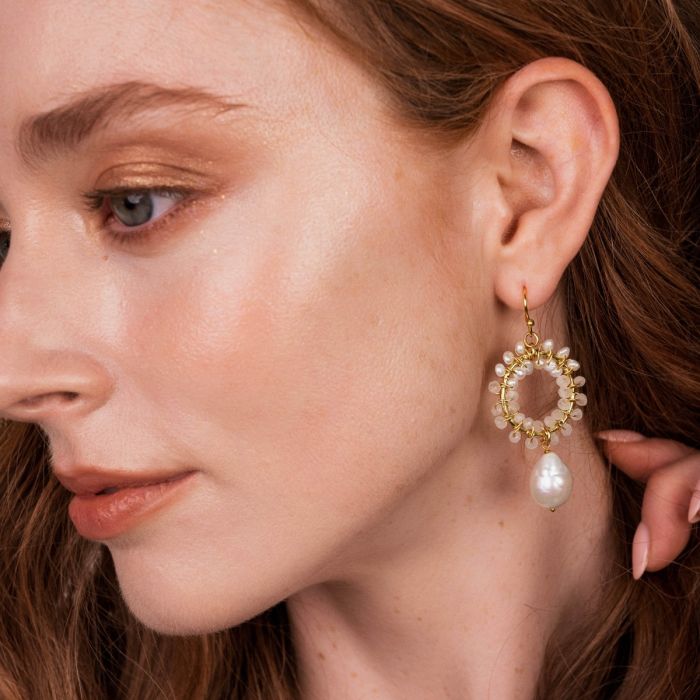 Talia White Pearl Statement Earrings