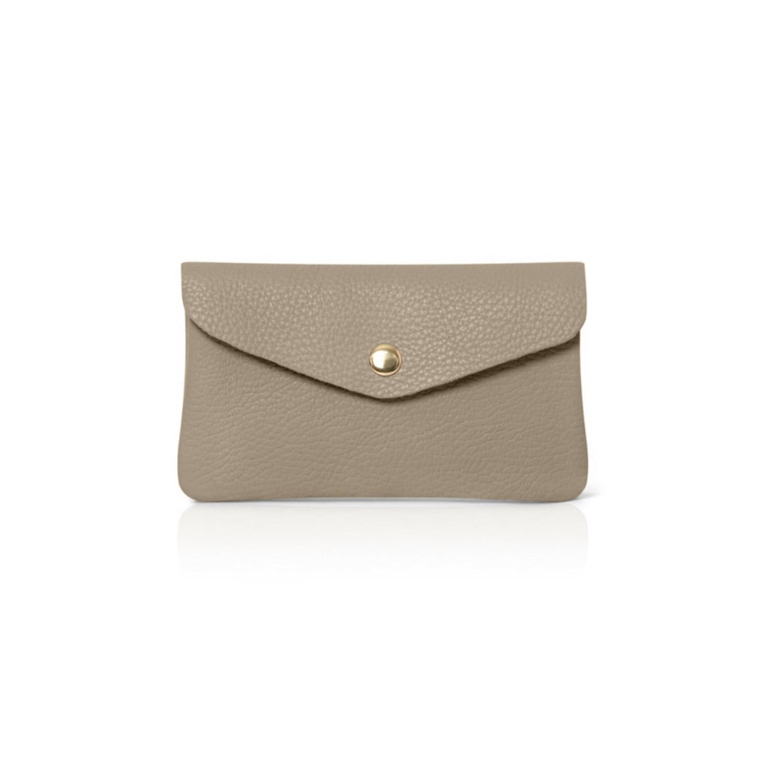 taupe leather coin purse