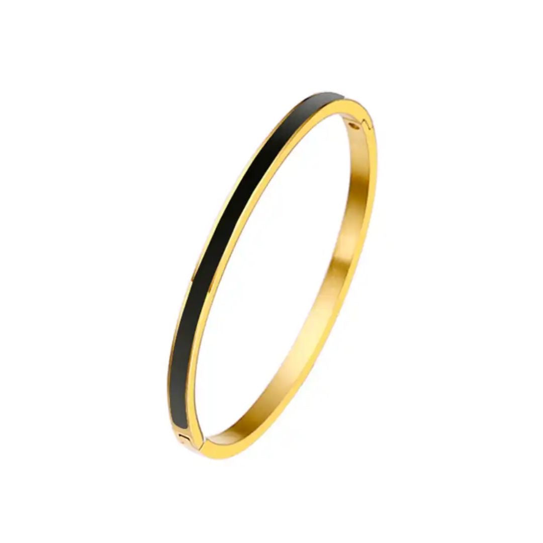 paxos gold and enamel bangle black