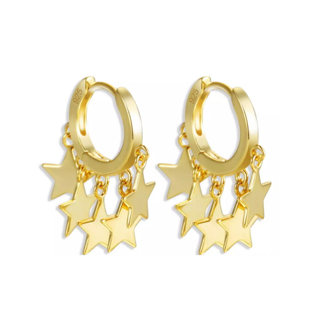 Gold Stars Huggie Hoop Earrings