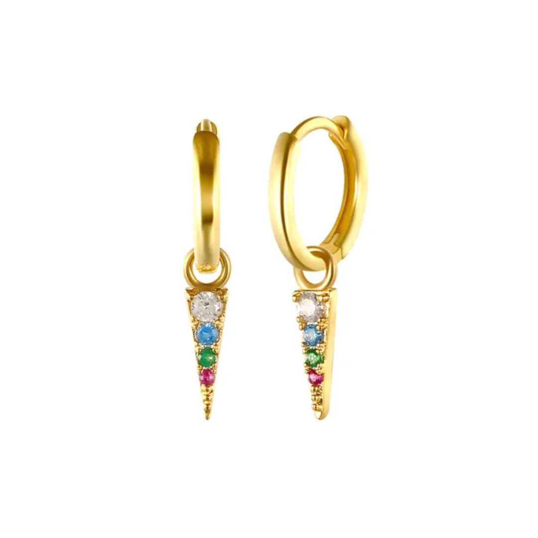 Rainbow spike gold huggie hoop earrings