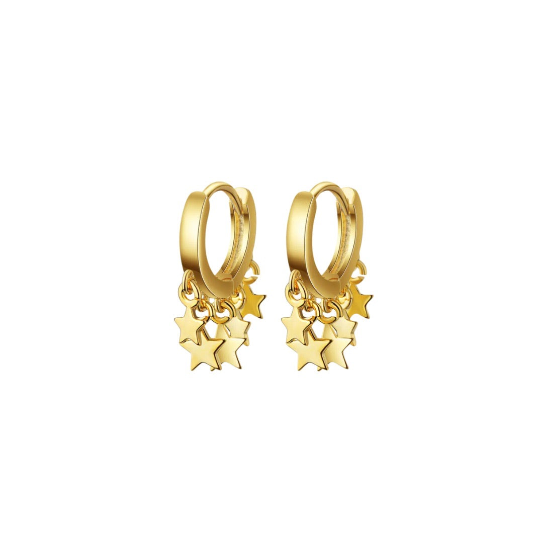 Gold Stars Huggie Hoop Earrings
