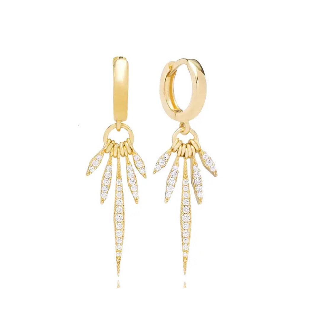 Bronte Gold Crystal Spike Huggie Hoop Earrings