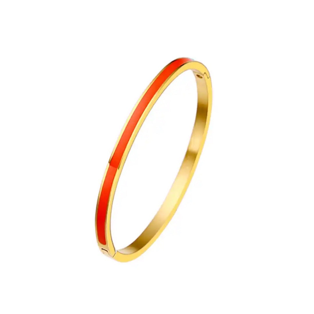 Paxos gold and enamel bangle orange