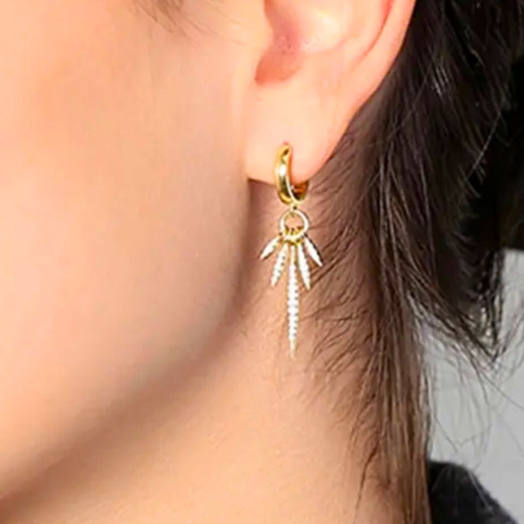Bronte Gold Crystal Spike Hoop Earrings